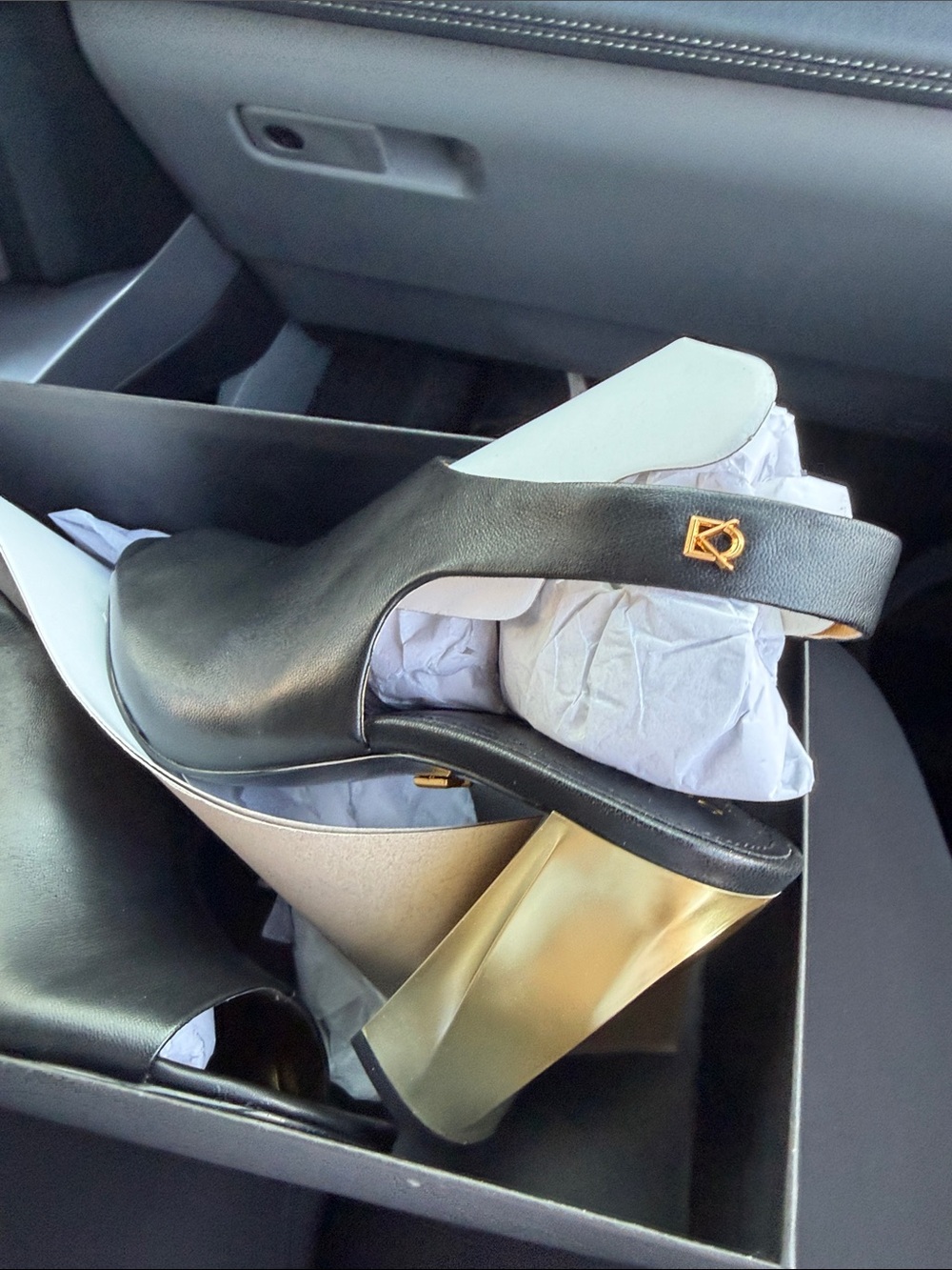 Donna Karan Black Brietta Peep Toe Heels